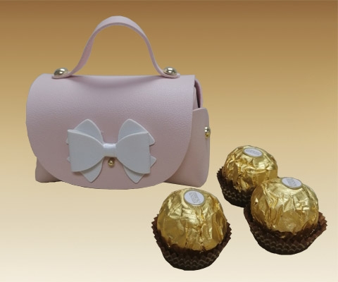  recycle design cute pink chocolates custom luxury packaging chocolate handbag chocolate bag